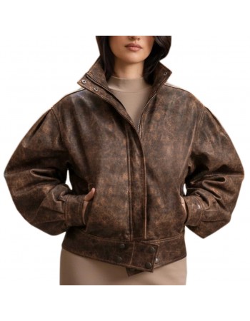 Laverapelle Women's Genuine Cow Ruboff Bomber Leather Jacket (Black, Bomber Jacket) - 2621006