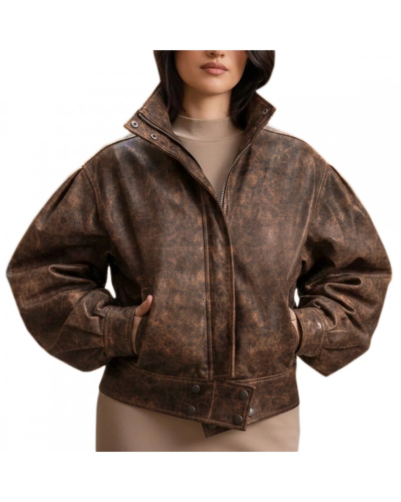 Laverapelle Women's Genuine Cow Ruboff Bomber Leather Jacket (Black, Bomber Jacket) - 2621006