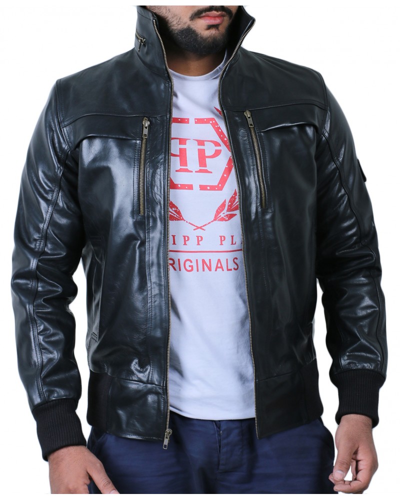 Laverapelle Men's Genuine Cowhide Leather Jacket (Bomber Jacket) - 1501213