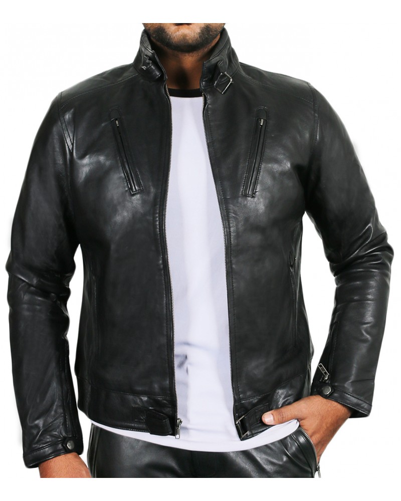 Laverapelle Men's Genuine Lambskin Leather Jacket (Racer Jacket) - 1501314