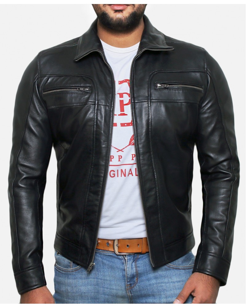 Laverapelle Men's Genuine Lambskin Leather Jacket (Aviator Jacket) - 1501378