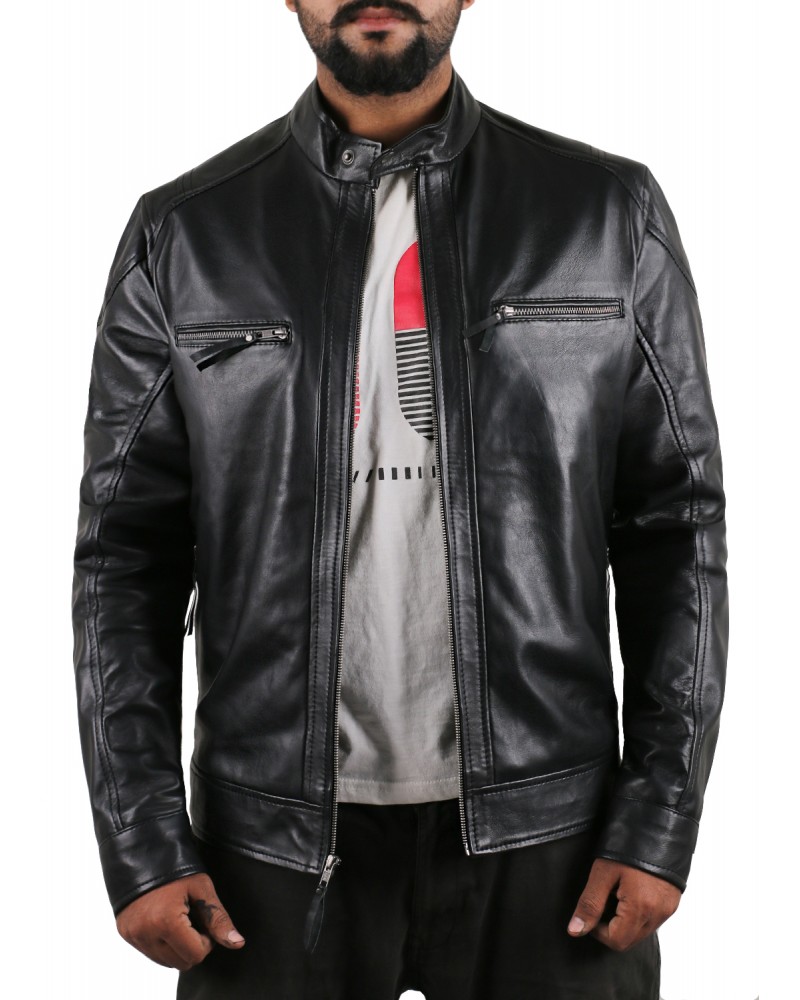 Laverapelle Men's Genuine Lambskin Leather Jacket (Racer Jacket) - 1501394