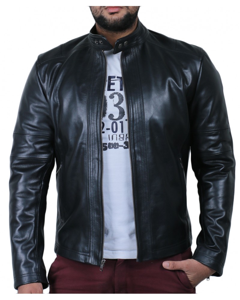 Laverapelle Men's Genuine Cowhide Leather Jacket (Racer Jacket) - 1501606