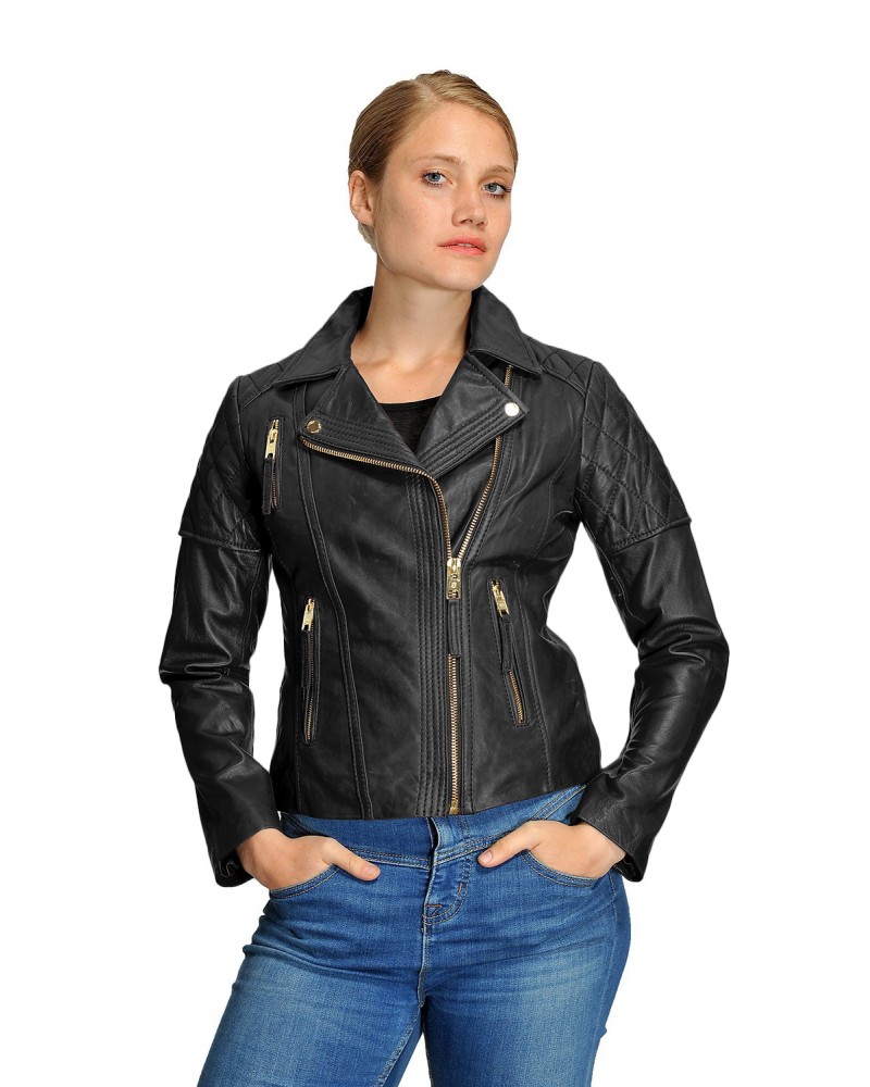 Laverapelle Women's Genuine Lambskin Leather Jacket (Double Rider Jacket) - 1521672