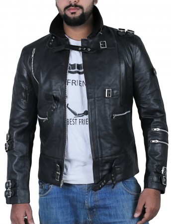 Laverapelle Men's Michael Jackson 'BAD' Stylish Music Leather Jacket (Fencing Jacket) - 1501768