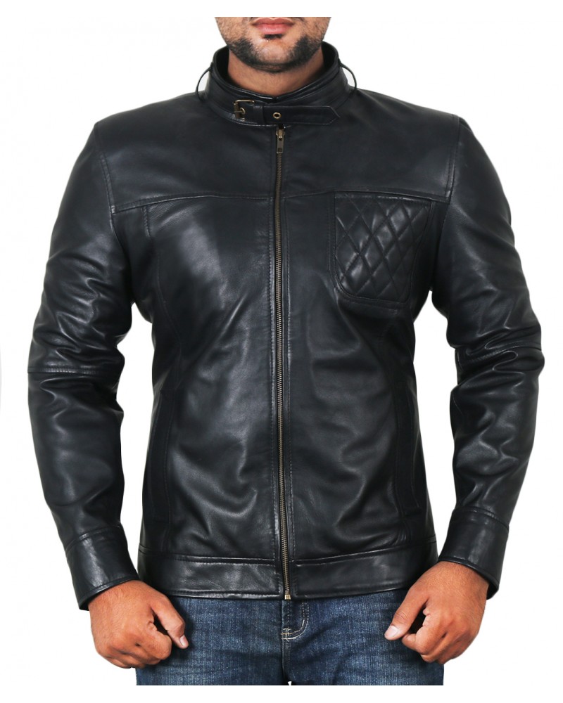Laverapelle Men's Genuine Lambskin Leather Jacket (Racer Jacket) - 1501787