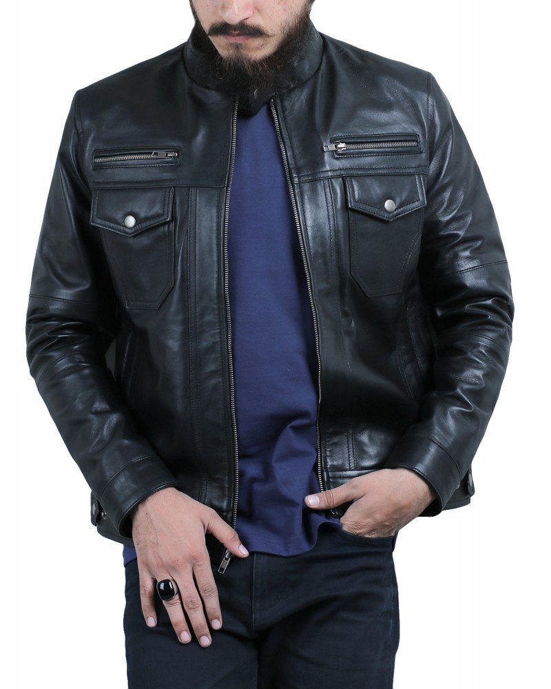 Laverapelle Men's Sheep Leather Bomber Biker Jacket 6 Front Pockets (Officer Jacket) - 1501795 Laverapelle Men's Sheep Leather Bomber Biker Jacket 6 Front Pockets (Officer Jacket) - 1501795