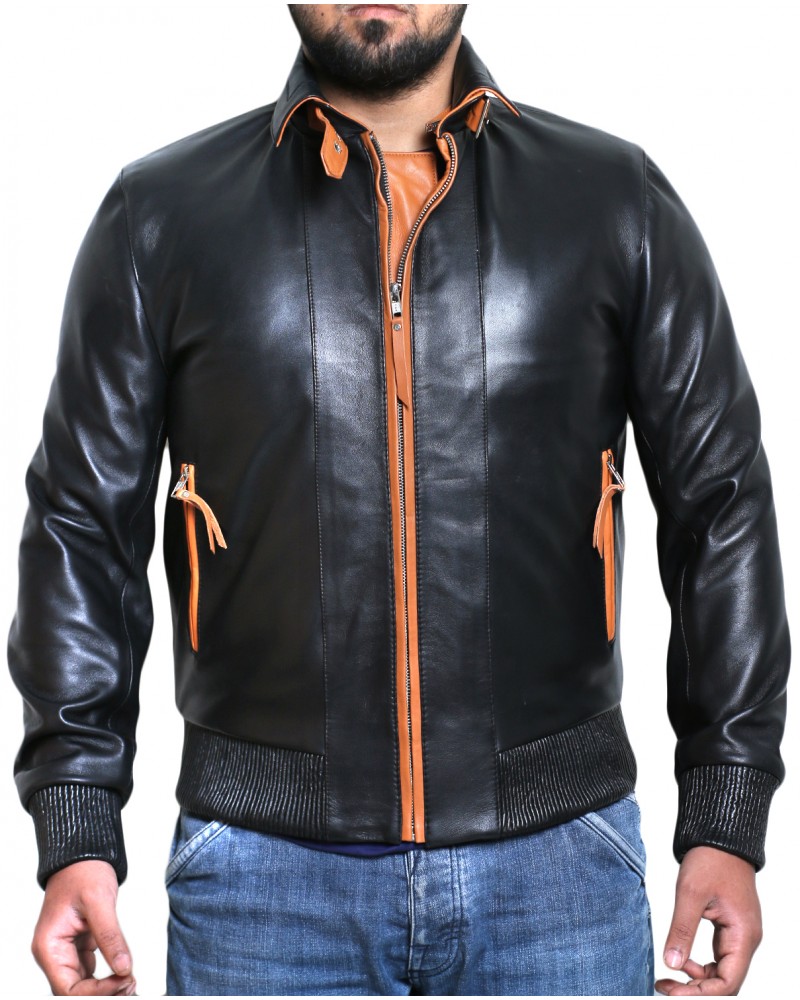 Laverapelle Men's Genuine Lambskin Leather Jacket (Bomber Jacket) - 1501813
