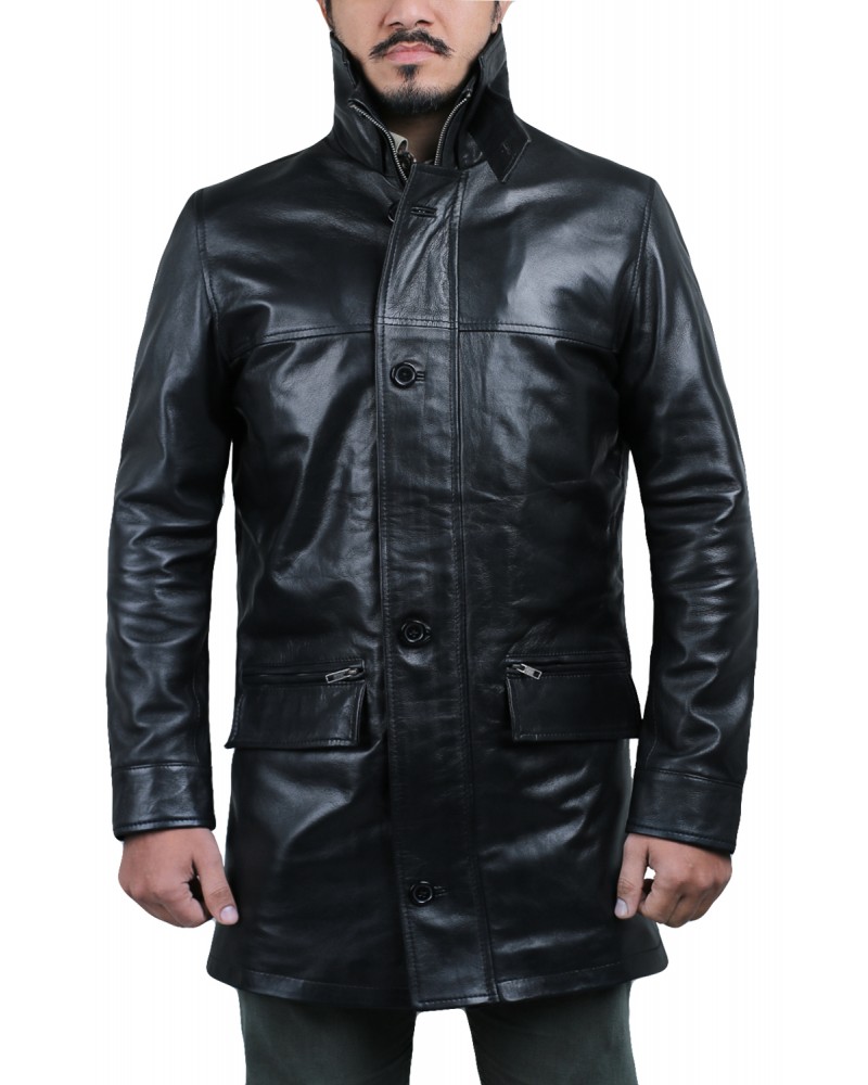 Laverapelle Men's Genuine Lambskin Leather Coat (Long Coat) - 1502824