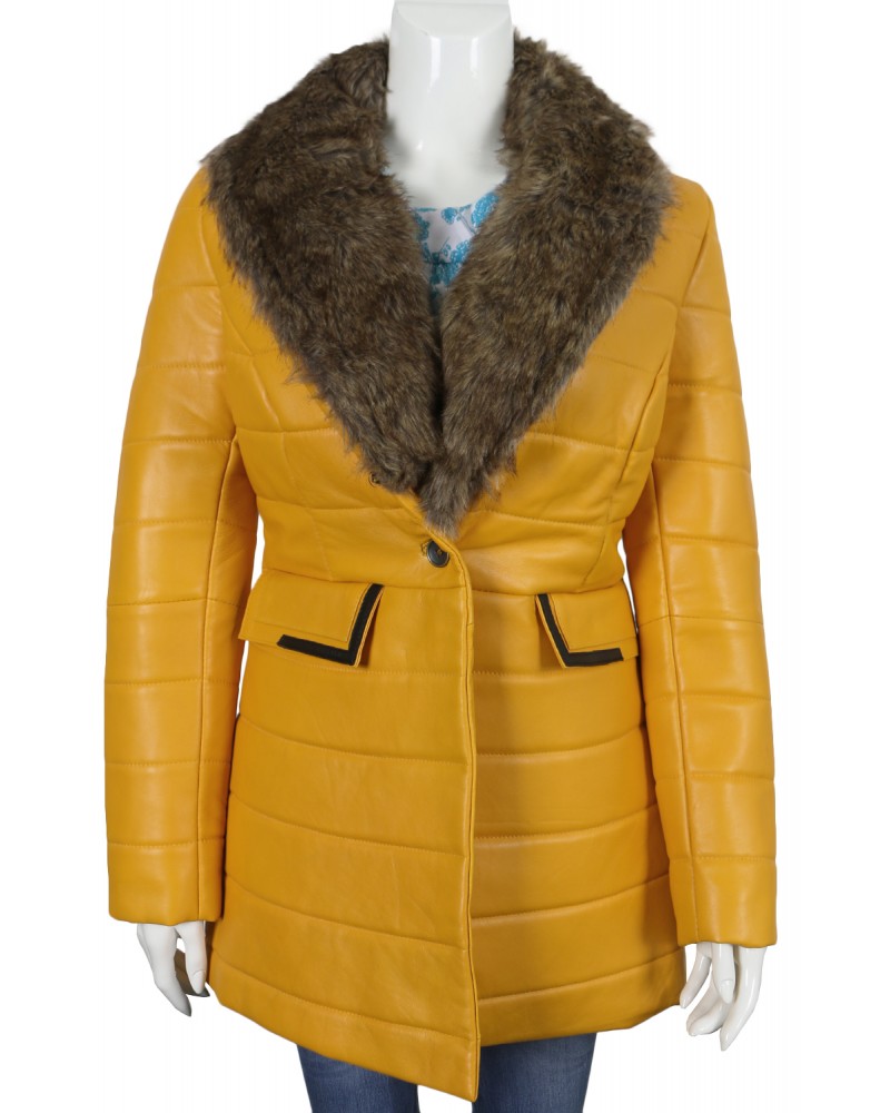 Laverapelle Women's Genuine Lambskin Leather Coat (Shearling Coat) - 1722040