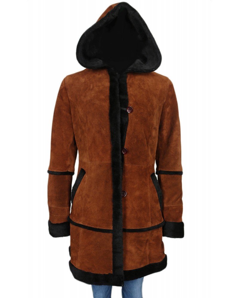 Laverapelle Women's Genuine Cow suede Leather Coat (Hooded) - 1722041