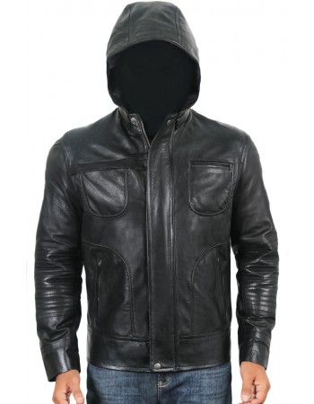 Laverapelle Men's Genuine Lambskin Leather Jacket (Hooded) - 1701048 Laverapelle Men's Genuine Lambskin Leather Jacket (Hooded) - 1701048