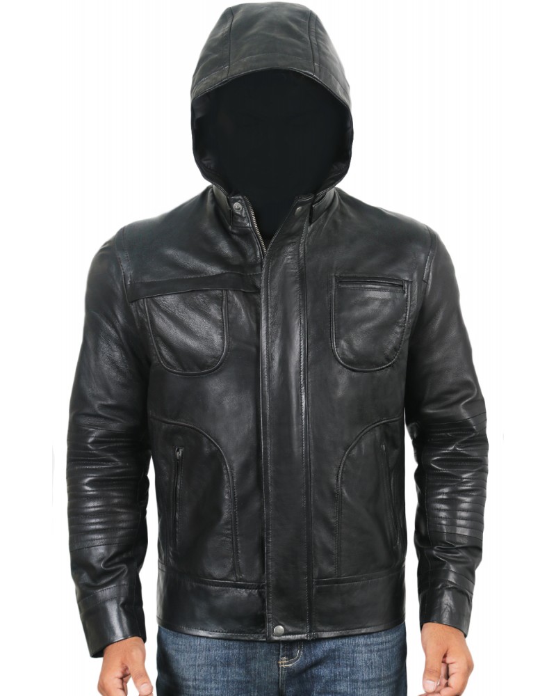 Laverapelle Men's Genuine Lambskin Leather Jacket (Hooded) - 1701048 Laverapelle Men's Genuine Lambskin Leather Jacket (Hooded) - 1701048