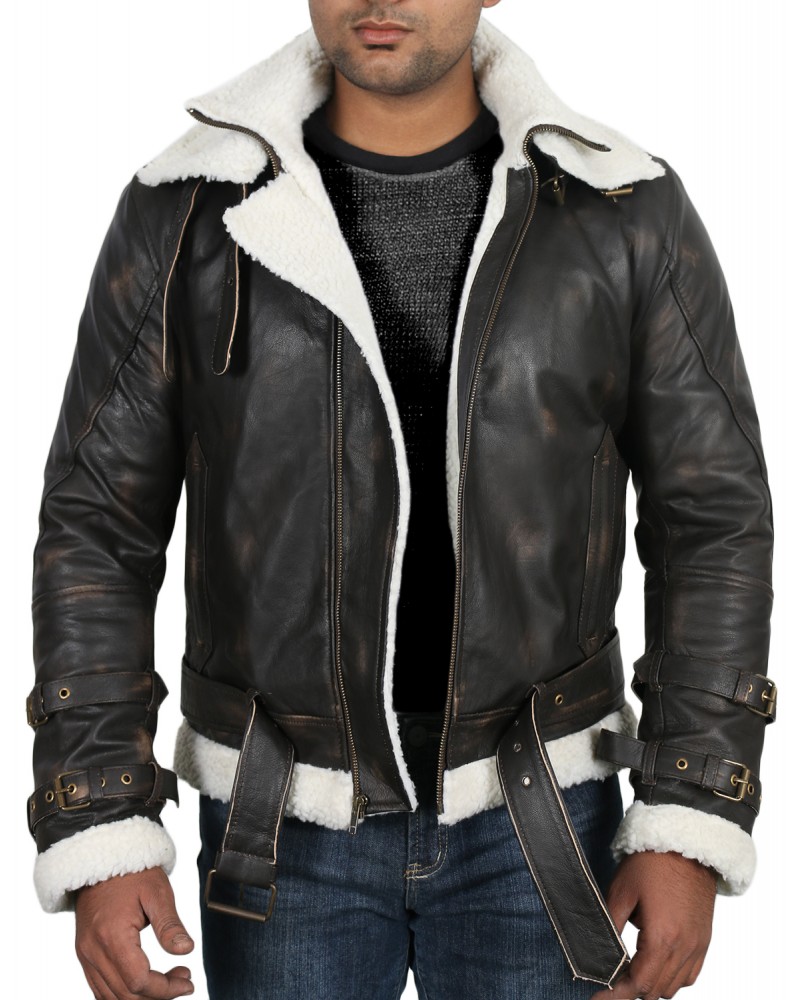 Laverapelle Men's Genuine Cow Ruboff Leather Jacket (Aviator Jacket) - 1701069