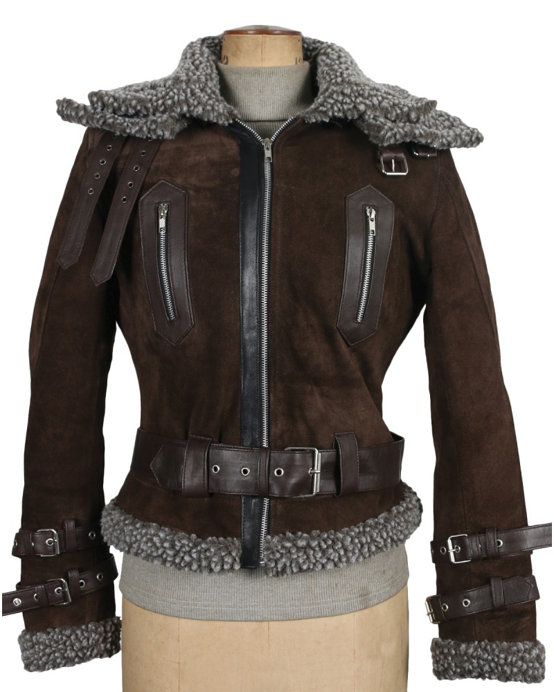 Laverapelle Women's Genuine Cow suede Leather Jacket (Aviator Jacket) - 1721070