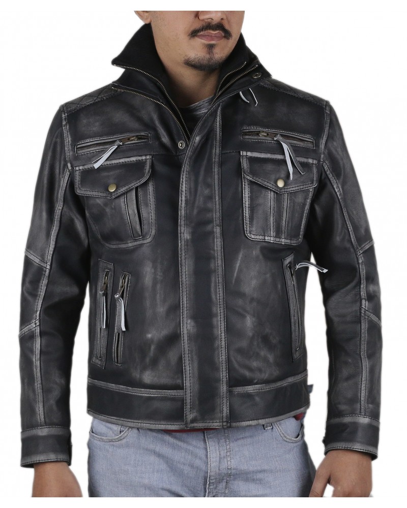 Laverapelle Men's Genuine Cow Ruboff Leather Jacket (Racer Jacket) - 1801011 Laverapelle Men's Genuine Cow Ruboff Leather Jacket (Racer Jacket) - 1801011