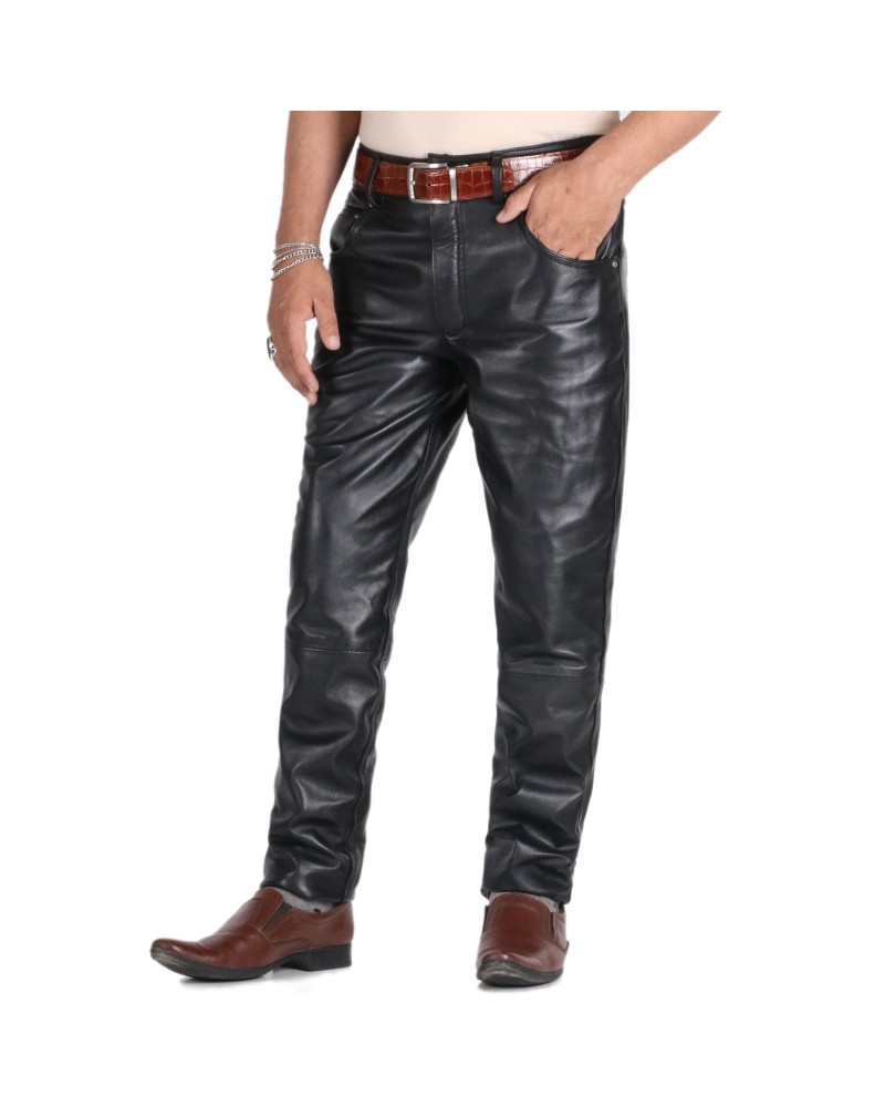 Laverapelle Men's Genuine Lambskin Leather Pants (Black, Leather Jeans) - 1804001