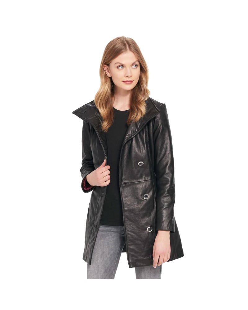 Laverapelle Women's Genuine Lambskin Leather Coat (Car Coat) - 1822003 Laverapelle Women's Genuine Lambskin Leather Coat (Car Coat) - 1822003