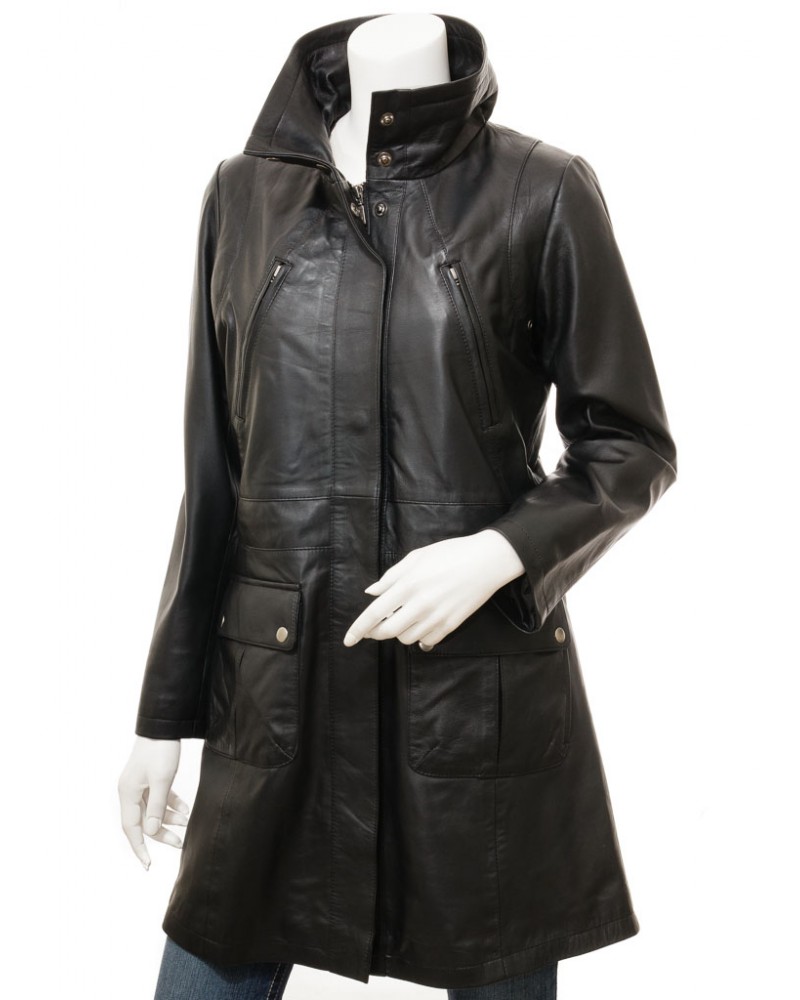 Laverapelle Women's Genuine Lambskin Leather Coat (Long Coat) - 1822011 Laverapelle Women's Genuine Lambskin Leather Coat (Long Coat) - 1822011