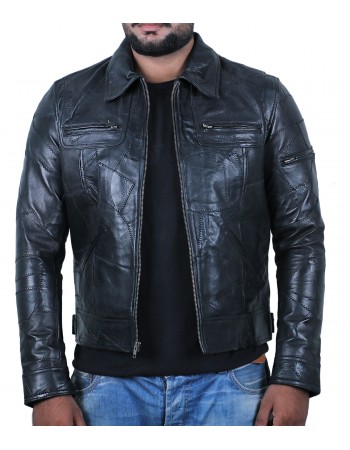 Laverapelle Men's Genuine Lambskin Leather Jacket (Patchwork) - 1901200