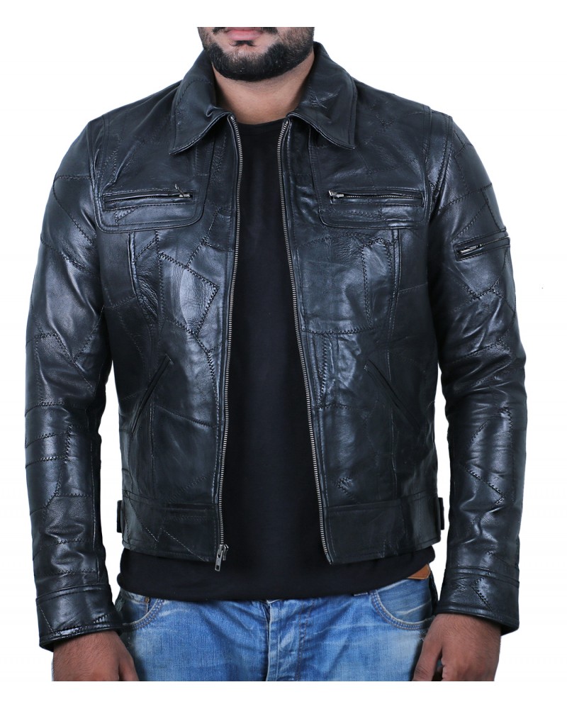Laverapelle Men's Genuine Lambskin Leather Jacket (Patchwork) - 1901200 Laverapelle Men's Genuine Lambskin Leather Jacket (Patchwork) - 1901200
