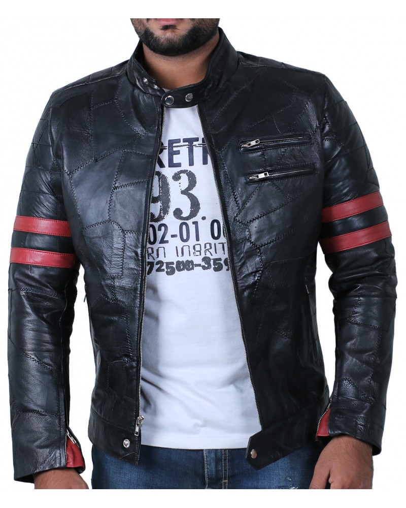 Laverapelle Men's Genuine Lambskin Leather Jacket (Patchwork) - 1901535 Laverapelle Men's Genuine Lambskin Leather Jacket (Patchwork) - 1901535