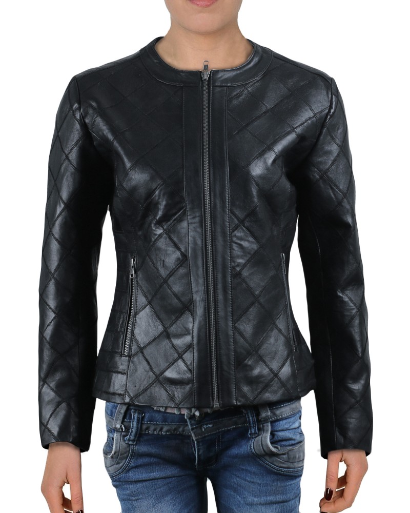 Laverapelle Women's Genuine Lambskin Leather Jacket (Patchwork) - 2021686 Laverapelle Women's Genuine Lambskin Leather Jacket (Patchwork) - 2021686