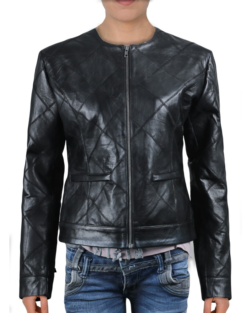 Laverapelle Women's Genuine Lambskin Leather Jacket (Patchwork) - 2021693 Laverapelle Women's Genuine Lambskin Leather Jacket (Patchwork) - 2021693