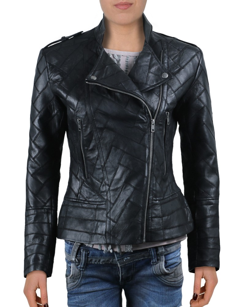 Laverapelle Women's Genuine Lambskin Leather Jacket (Patchwork) - 2021715 Laverapelle Women's Genuine Lambskin Leather Jacket (Patchwork) - 2021715