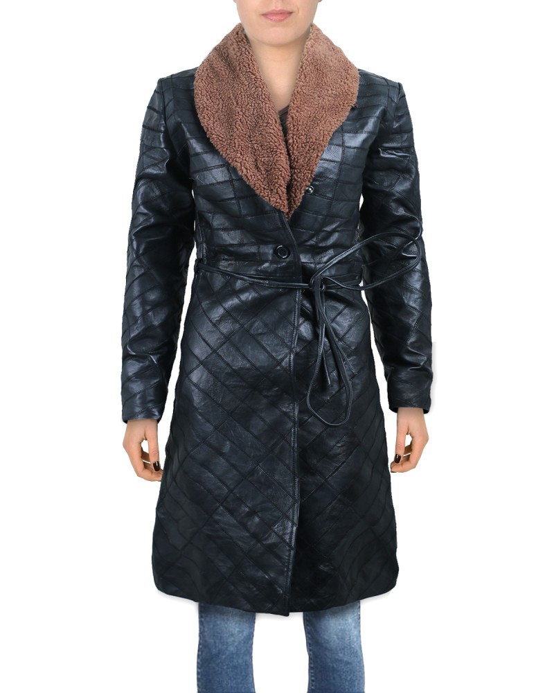 Laverapelle Women's Genuine Lambskin Leather Coat (Patchwork) - 2022035 Laverapelle Women's Genuine Lambskin Leather Coat (Patchwork) - 2022035