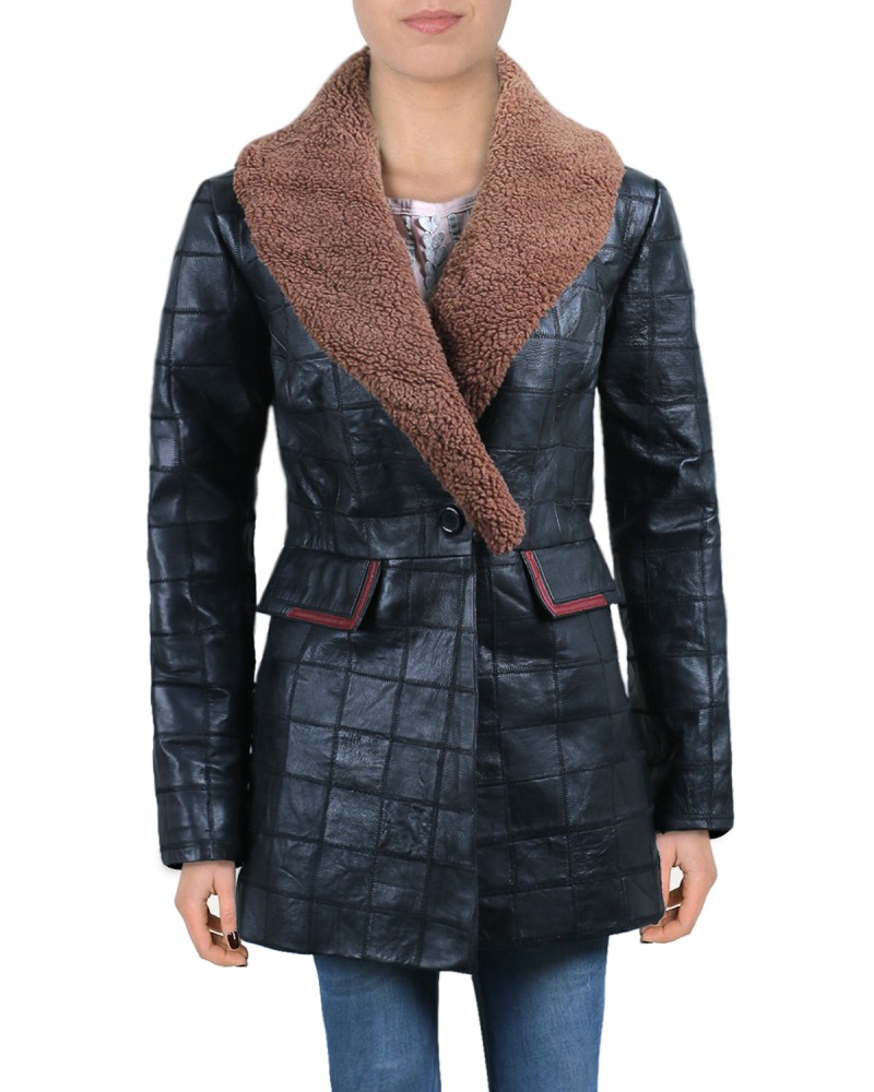 Laverapelle Women's Genuine Lambskin Leather Coat (Patchwork) - 2022040 Laverapelle Women's Genuine Lambskin Leather Coat (Patchwork) - 2022040