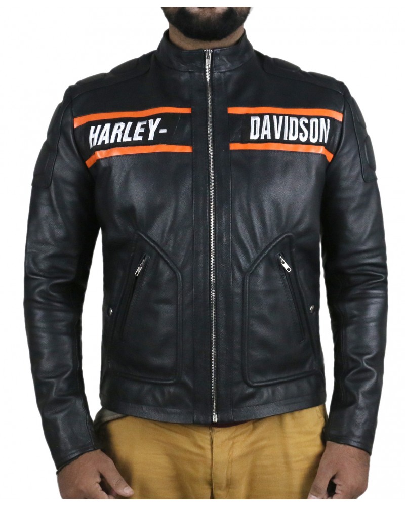 Laverapelle Bill Goldberg Men's Davidson Geniune Leather Jacket (Black, Biker Jacket) - 2101001