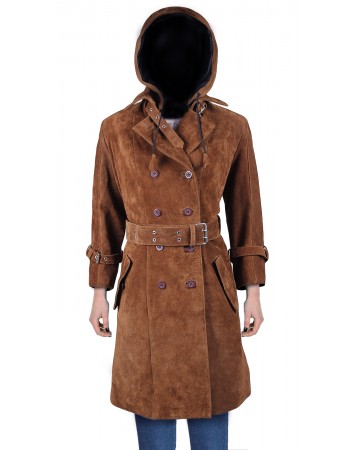Laverapelle Women's Genuine Cow suede Leather Coat (Black, Trench Coat) - 2122001 Laverapelle Women's Genuine Cow suede Leather Coat (Black, Trench Coat) - 2122001