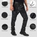 Laverapelle Men's Genuine Lambskin Leather Pants (Black, Laced Leather Pants) - 2304002