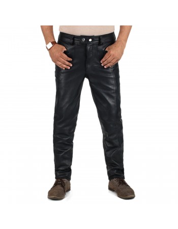 Laverapelle Men's Genuine Lambskin Leather Pants (Black, Leather Trousers) - 2304005