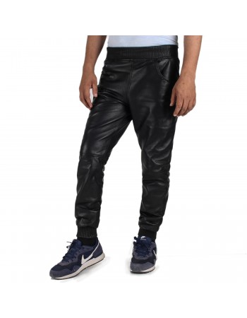 Laverapelle Men's Genuine Lambskin Leather Pants (Black, Leather Joggers) - 2304006