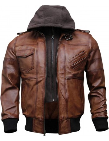 Laverapelle Men's Genuine Lambskin Leather Jacket (Black, Hooded Jacket) - 2401005