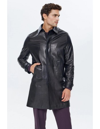 Laverapelle Men's Genuine Lambskin Leather Over Coat (Black, Long Coat) - 2402001 Laverapelle Men's Genuine Lambskin Leather Over Coat (Black, Long Coat) - 2402001