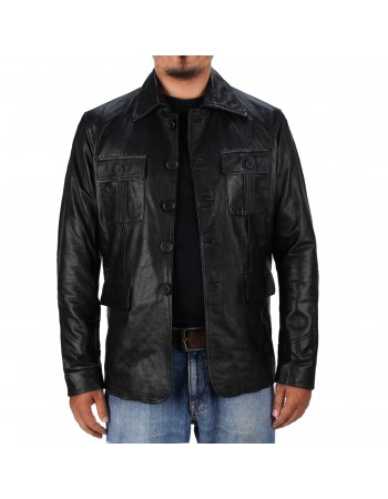 Laverapelle Men's Genuine Lambskin Leather Coat (Black, Officer Coat) - 2402005 Laverapelle Men's Genuine Lambskin Leather Coat (Black, Officer Coat) - 2402005