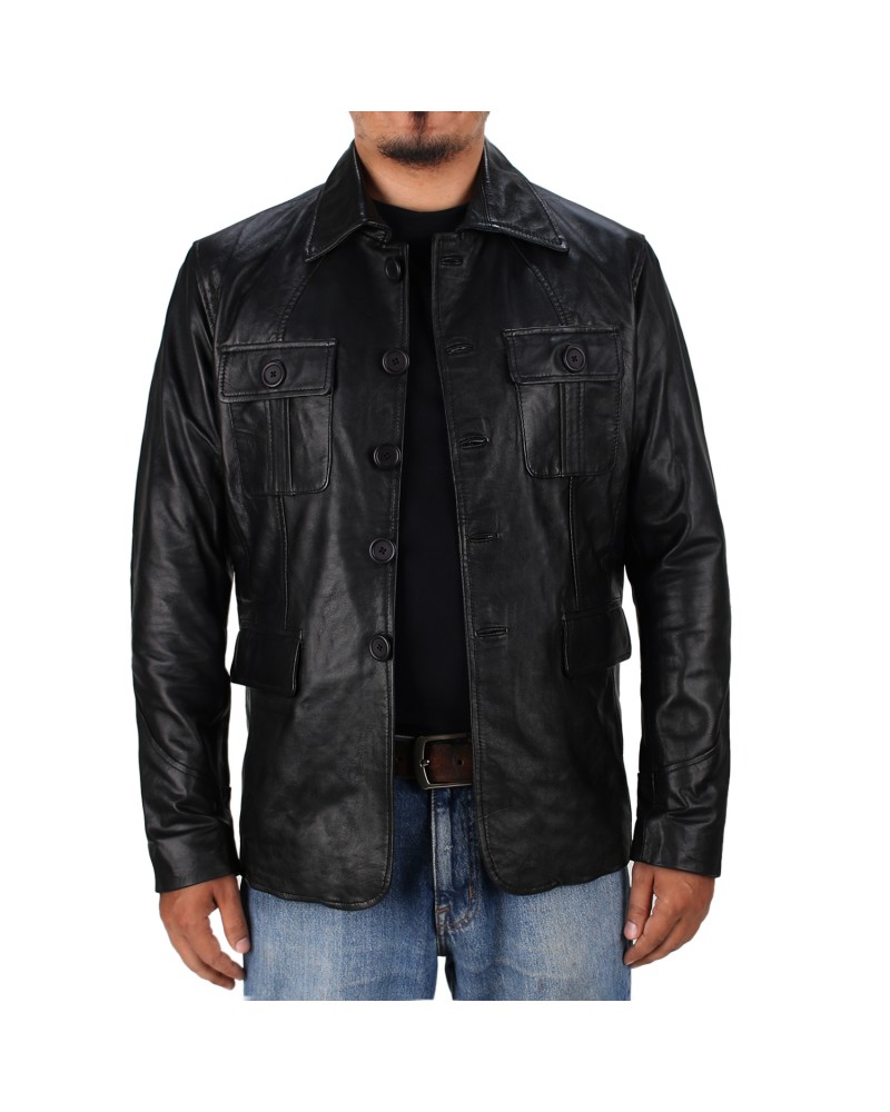 Laverapelle Men's Genuine Lambskin Leather Coat (Black, Officer Coat) - 2402005 Laverapelle Men's Genuine Lambskin Leather Coat (Black, Officer Coat) - 2402005