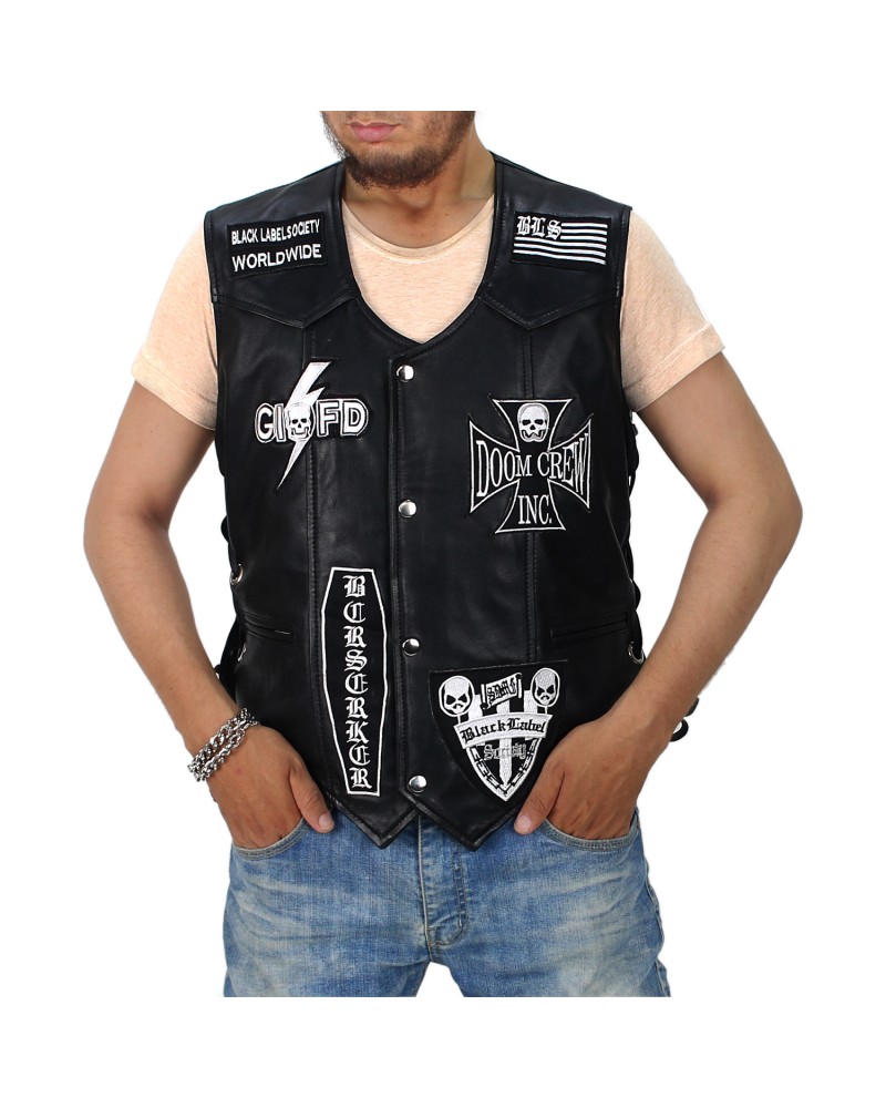 Laverapelle Men's Label Black Society Leather Waistcoat (Black, Biker Vest) - 2403001