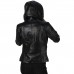 Laverapelle Women's Genuine Lambskin Racer Leather Jacket with Removable Hood