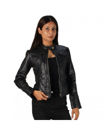 Laverapelle Women's Genuine Lambskin Moto Style Leather Jacket