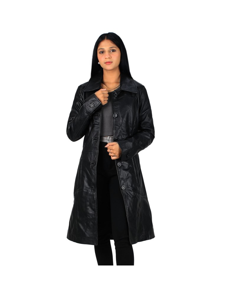 Laverapelle Women's Genuine Lambskin Knee-length Leather Coat