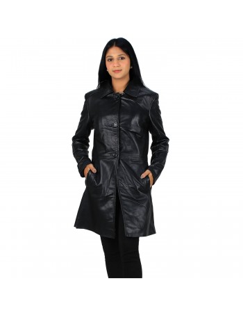 Laverapelle Women's Genuine Lambskin Classic Buttoned Leather Coat Laverapelle Women's Genuine Lambskin Classic Buttoned Leather Coat