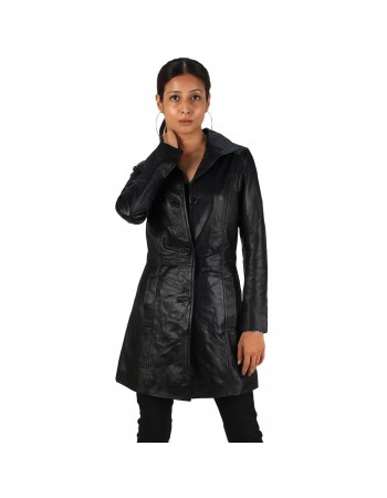 Laverapelle Women's Genuine Lambskin Tailored Buttoned Leather Coat Laverapelle Women's Genuine Lambskin Tailored Buttoned Leather Coat