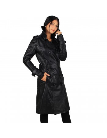 Laverapelle Women's Genuine Lambskin Belted Leather Pea Coat Laverapelle Women's Genuine Lambskin Belted Leather Pea Coat