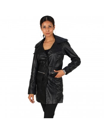 Laverapelle Women's Genuine Lambskin Refined Bottoned Leather Coat Laverapelle Women's Genuine Lambskin Refined Bottoned Leather Coat