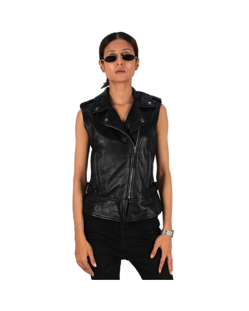 Laverapelle Women's Genuine Lambskin Biker Style Leather Vest Laverapelle Women's Genuine Lambskin Biker Style Leather Vest