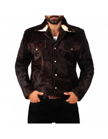 Laverapelle Men’s Maverick Cowhide Brown Fur Leather Jacket (Blazer Jacket) - 2501001